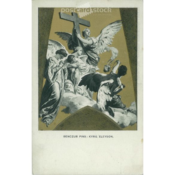 1938 – Kyrie Eleyson. Benczúr Gyula mennyezeti képe a Bazilikában. Budapest XXXIV. Nemzetközi Eucharisztikus Kongresszus reklámlapja. Képeslap. (2791086)