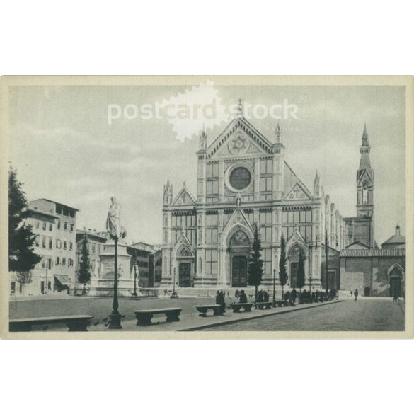 Firenze. S. Groce-bazilika és Dante-szobor. Fotólap, képeslap. (2791101)