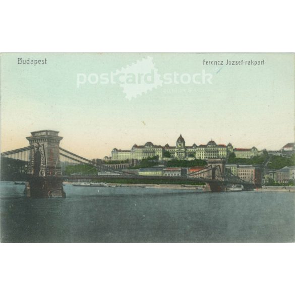 1908 – Budapest. Ferencz József rakpart. Színezett fotólap, képeslap. (2791137)