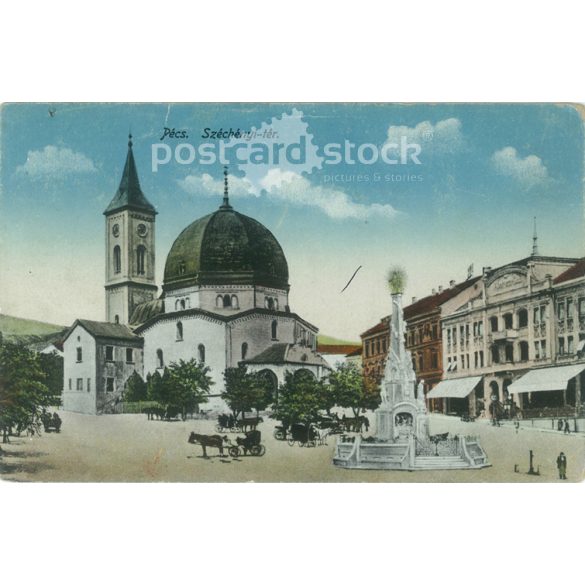 1922 – Pécs, Széchényi tér. Színezett fotólap, képeslap. (2791148)