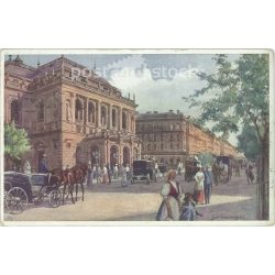   1912 – Budapest. Andrássy út a magyar királyi operánál. Képeslap. (2791315)