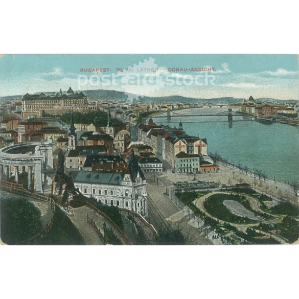 1913 – Budapest. Dunai látkép. Színezett fotólap, képeslap. (2791329)