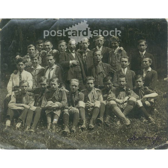1926 – Gimnáziumi kirándulás. Csoportkép. Fotólap, képeslap. (2791335)