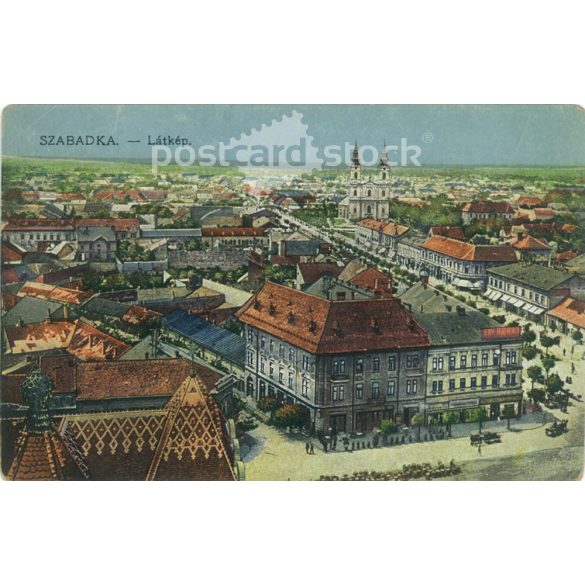 1913 – Szabadka látképe. Színezett fotólap, képeslap. (2791365)