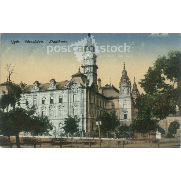 1928 – Győr. Városháza. Színezett fotólap, képeslap. (2791366)