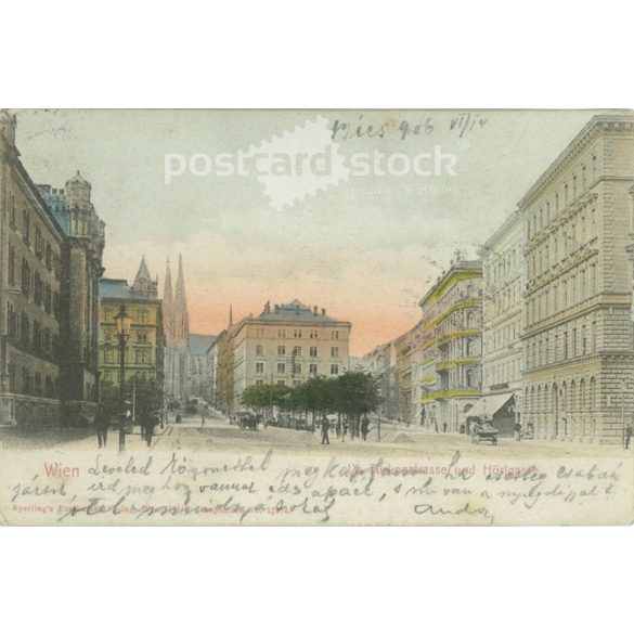 1906 – Bécs. Türkenstrasse és Hörglasse. Színezett fotólap, képeslap. (2791439)