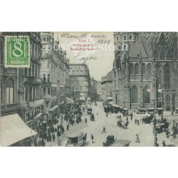 1929 – Stephansplatz. Bécs. Fotólap, képeslap. (2791472)