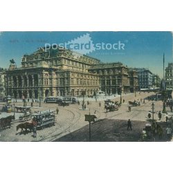   1916 – Bécs, Bécs I. Karnthnerstrasse, K.k. Hofoper / operaház. Színezett fotólap, képeslap. (2791596)