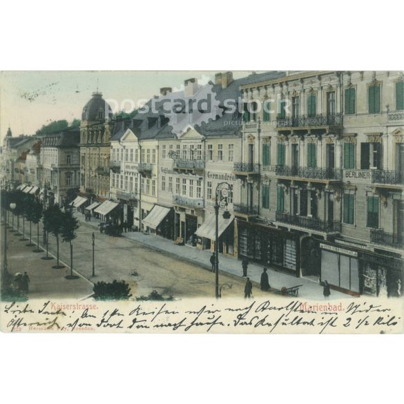 1904 – Marienbad. Kaiserstrasse. Színezett fotólap, képeslap. (2791632)