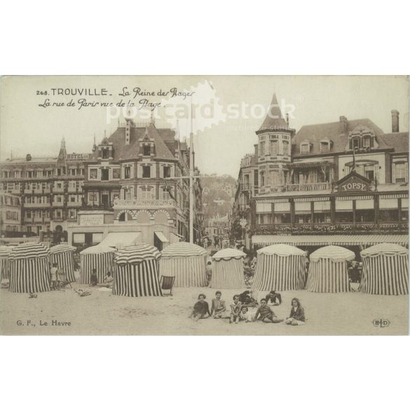 1929 – Le Havre. Trouville-i tengerpart. Fotólap, képeslap. (2791677)