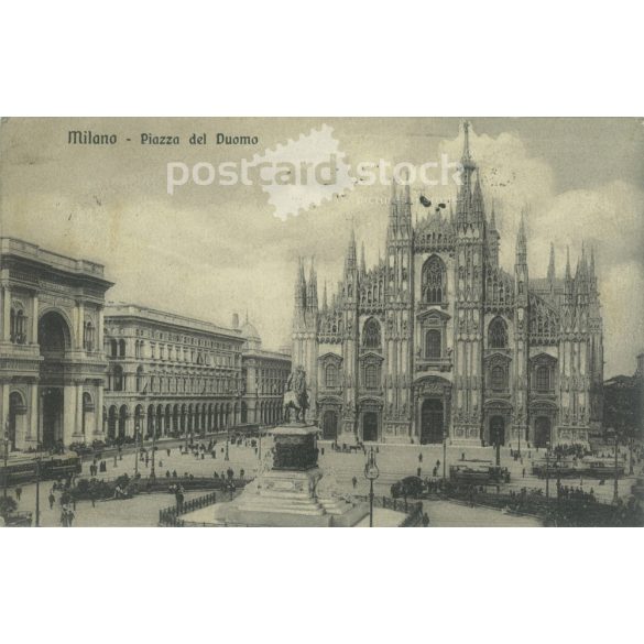 1913 – Milánó. Piazza del Duomo. Képeslap, fotólap. (2791781)