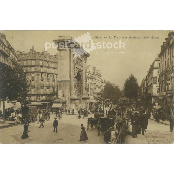 1909 – Párizs, Saint-Denis Boulevard. Képeslap, fotólap. (2791856)