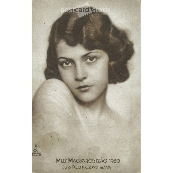 1930 – Miss Magyarország, Szaplonczay Éva portréfotója. Képeslap, fotólap. A Színházi Élet melléklete volt. (2791930)