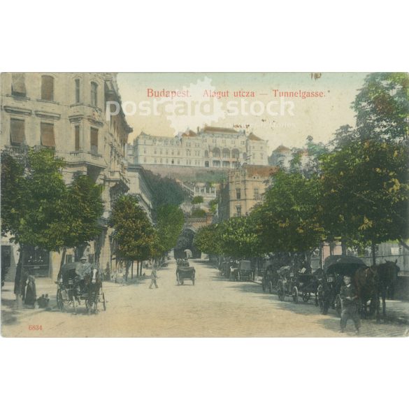 1914 – Budapest, Alagút utca. Színezett fotólap, képeslap. (2792051)