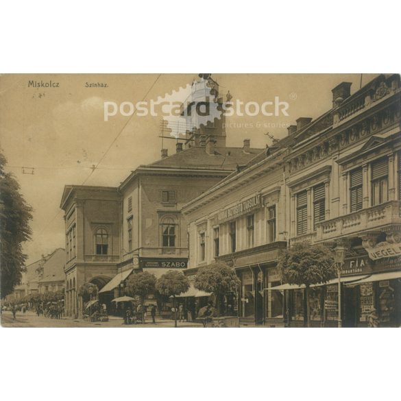 1912 – Miskolc. Színház. Barnított eljárással készült papírkép, fotólap, képeslap. (2792094)