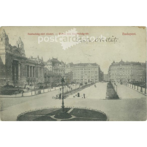 1906 – Budapest, Szabadság-tér részlet. Fekete-fehér fotólap, képeslap. (2792130)