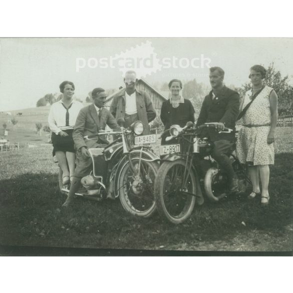 1930-as évek. Németország. Vidéki motorosok. Eredeti papírkép, régi képeslap, fotólap. (2792484)