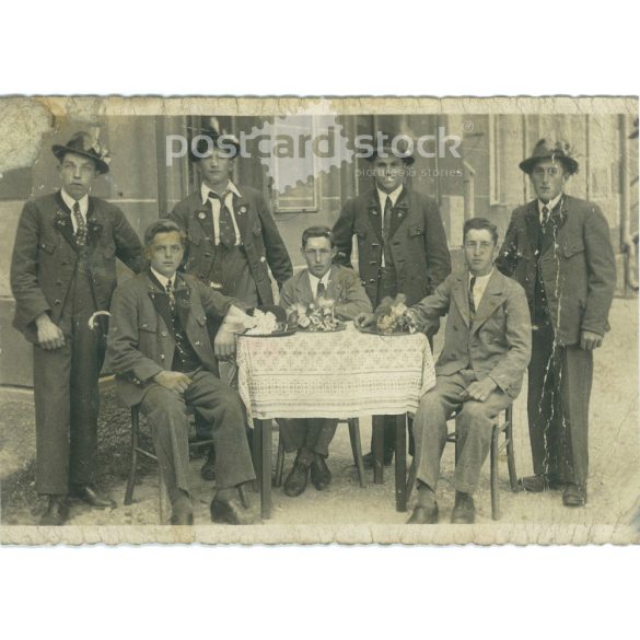 1930-as évek. Németország. Alpesi legények. Eredeti papírkép, régi képeslap, fotólap. (2792487)