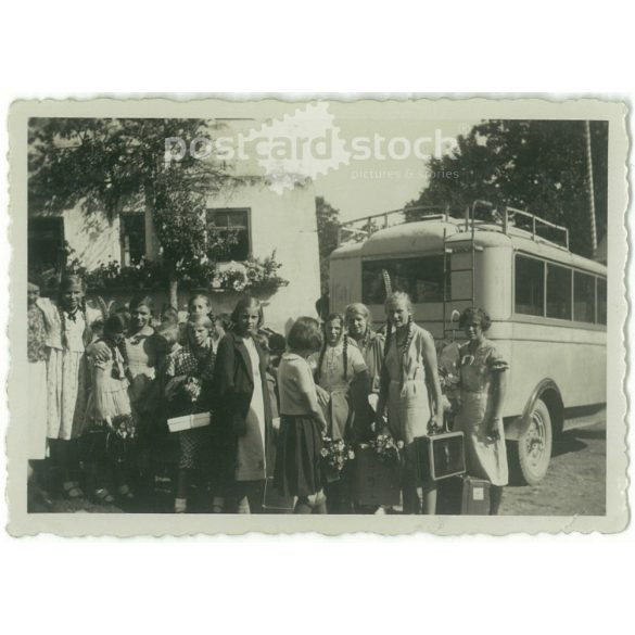 1930-as évek. Németország. Autóbuszkirándulás. Eredeti papírkép, régi képeslap, fotólap. (2792501)
