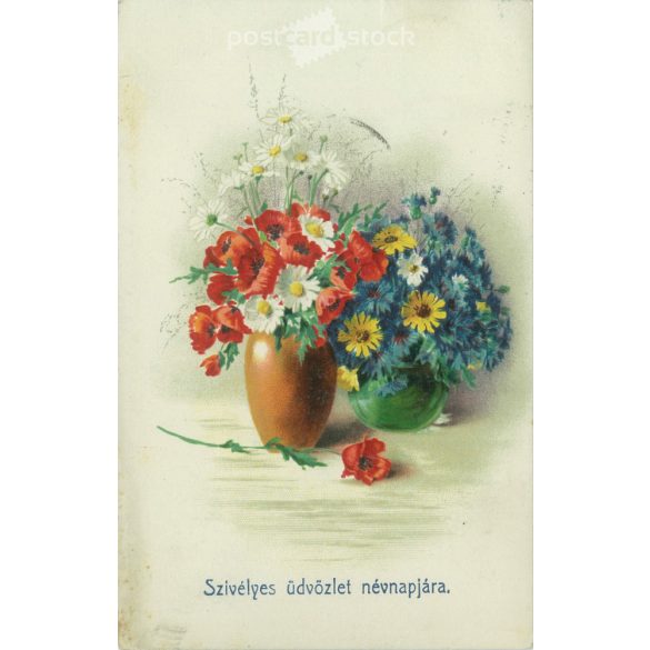 1921– Litografált, névnapi üdvözlőlap, régi képeslap. (2792534)