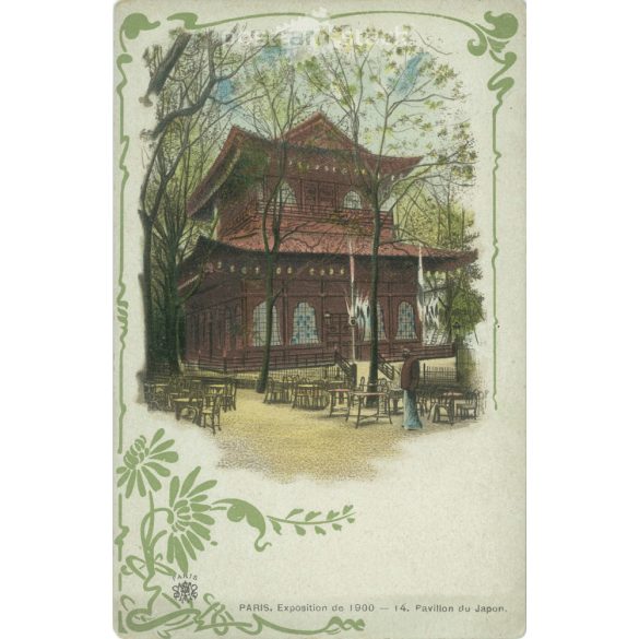 1900 – A párizsi világkiállítás Japán pavilonja. Litografált üdvözlőlap, régi képeslap. (2792539)