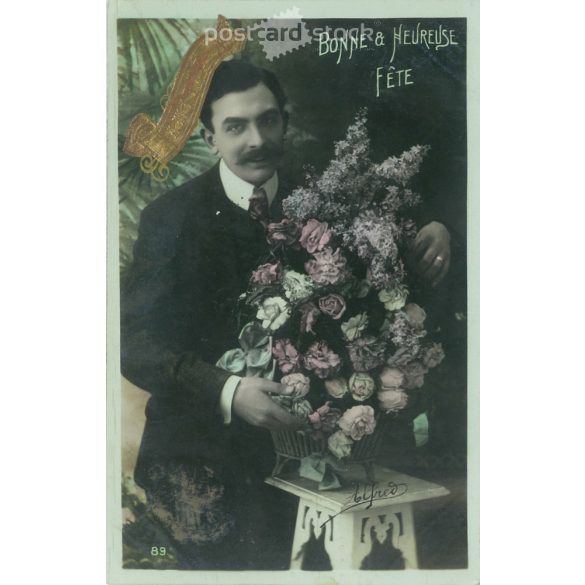 1914 – Romantikus régi képeslap.Színezett fotólap. (2792546)
