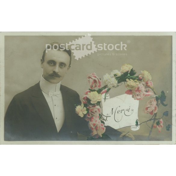 1914 – Romantikus régi képeslap.Színezett fotólap. (2792547)