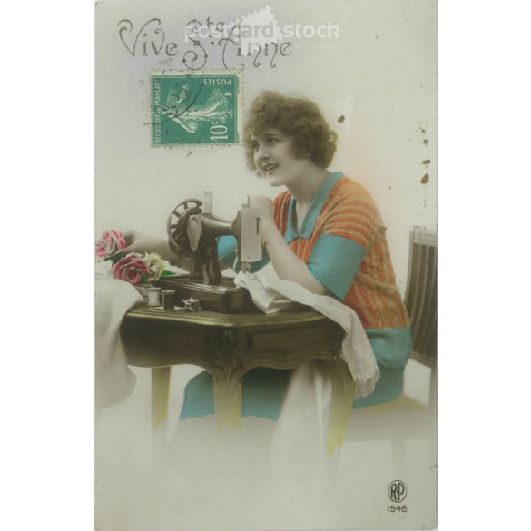 1900-as évek. Romantikus régi képeslap. Színezett fotólap. (2792551)