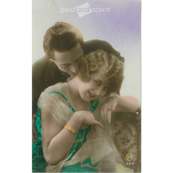 1920-as évek. Romantikus képeslap. Eredeti papírkép. Régi fotó. Színezett fotólap, képeslap. (2792564)