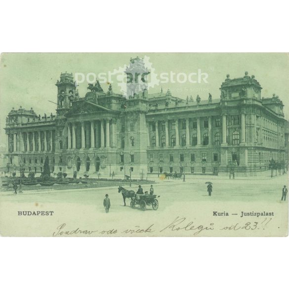 1907. Kuria épülete, Budapest. Eredeti papírkép. Régi fotó. Színezett fotólap, képeslap. (2792570)
