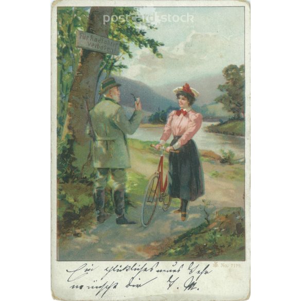 1902 – Romantikus régi képeslap. Litografált, egyedi grafika. (2792588)