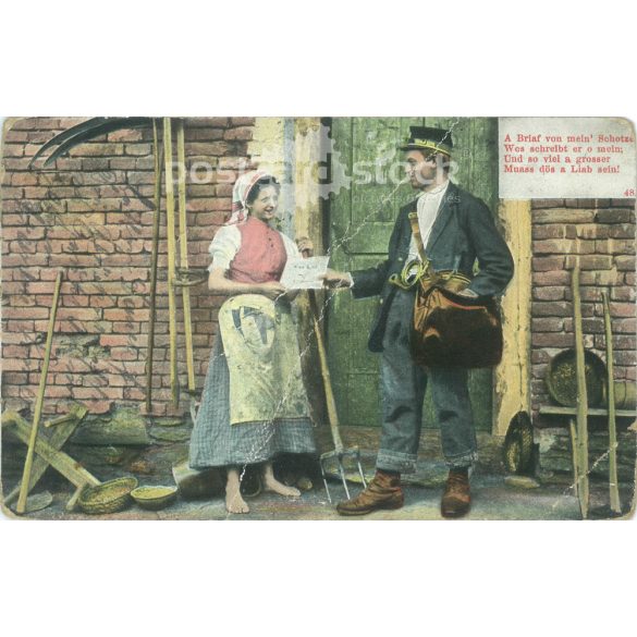 1908 – Romantikus régi képeslap. Színezett fotólap reprodukció, ofszet nyomat. (2792590)