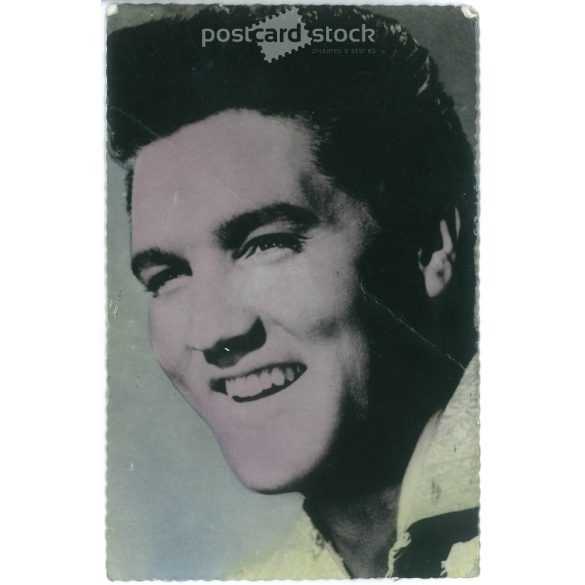 Elvis Presley amerikai popsztár. Eredeti papírkép. Régi fotó. Színezett fotólap, régi képeslap. (2792619)