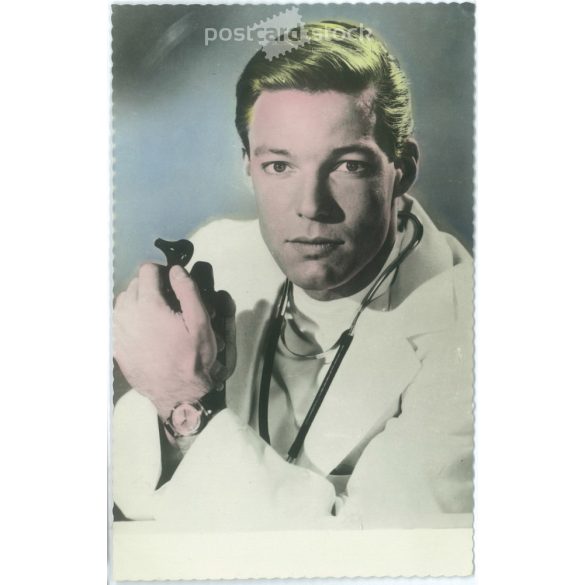 Ricard Chamberlain amerikai színész és énekes. Eredeti papírkép. Régi fotó. Színezett fotólap, régi képeslap. (2792625)