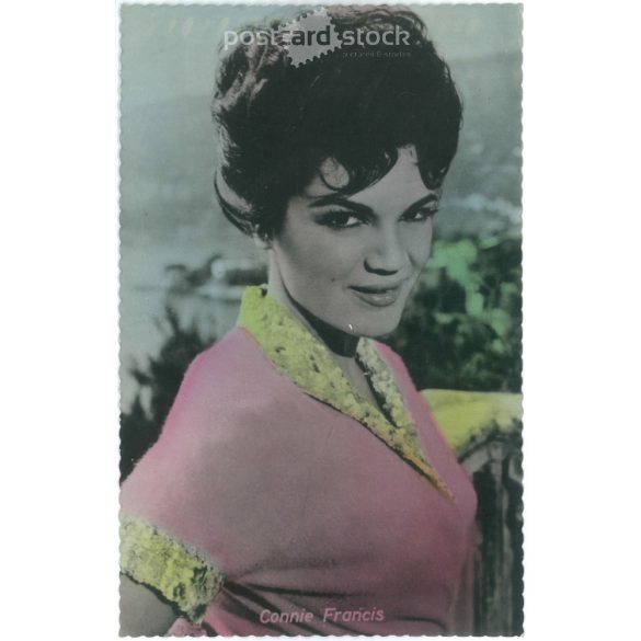 Connie Francis amerikai popénekesnő. Eredeti papírkép. Régi fotó. Színezett fotólap, régi képeslap. (2792626)