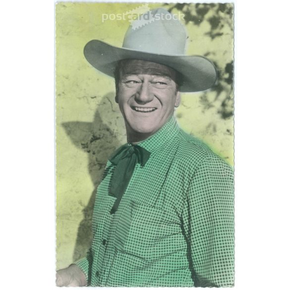 John Wayne amerikai színész. Eredeti papírkép. Régi fotó. Színezett fotólap, régi képeslap. (2792636)