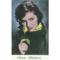   Olivera Markocic jugoszláv színésznő. Eredeti papírkép. Régi fotó. Színezett fotólap, régi képeslap. (2792639)