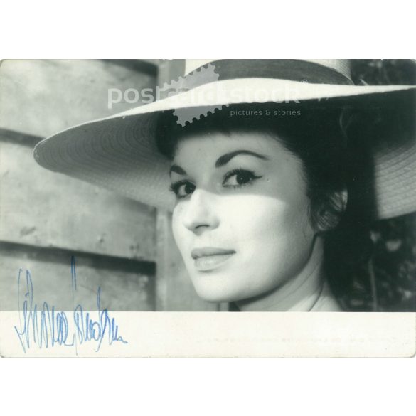 Silvana Mangano olasz filmszínésznő, dedikált fotója. 1950-es évek. Eredeti papírkép. Régi fotó. Színezett fotólap, régi képeslap. (2792643)