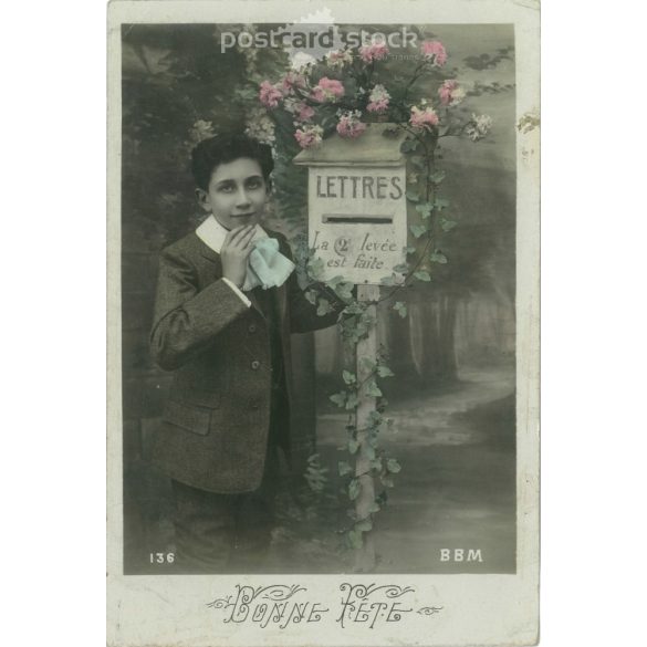 1915. Üdvözlőlap. Eredeti papírkép. Régi fotó. Színezett fotólap, régi képeslap. (2792647)