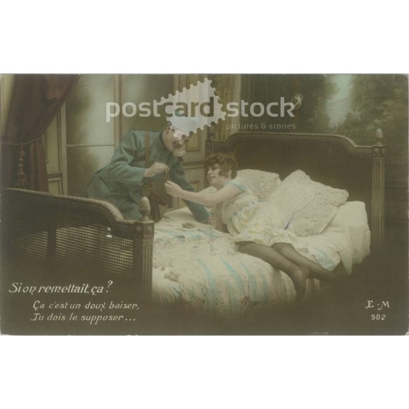 1915 – Romantikus képeslap. Eredeti papírkép. Régi fotó. Színezett fotólap, régi képeslap. (2792660)