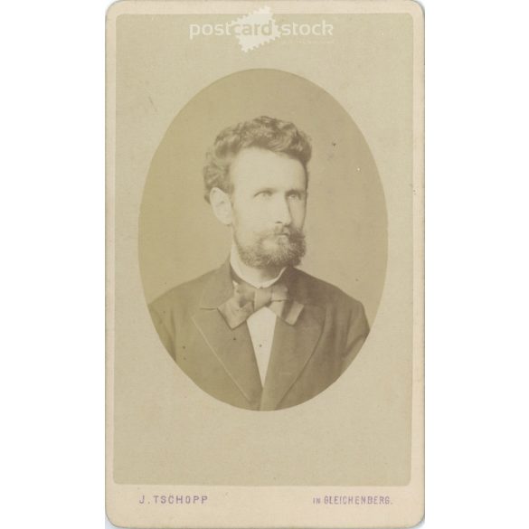 Karczag László portréfotója. Gleichenberg 1878. J. Tschopp fényképészeti műterem munkája. Régi fotó, vizitkártya, CDV fotó. (2792674)