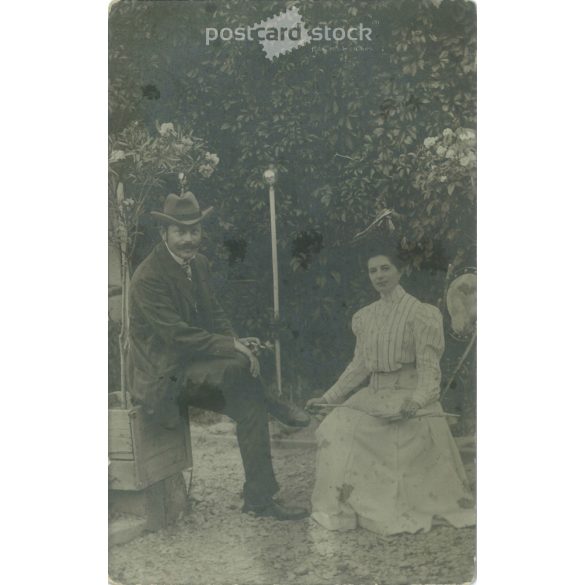 1907. Ungvár. Kettesben. Eredeti papírkép. Régi fotó. Fekete-fehér fotólap, régi képeslap. (2792691)