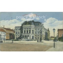   1912. Városi színház. Pozsony. Eredeti papírkép. Régi fotó. Színezett fotólap, régi képeslap. (2792730)