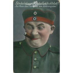   1916. Groteszk, vidám képeslap. Papírkép, színezett fotólap, régi képeslap, nyomat. (2792731)