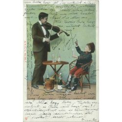   1904. Vidám képeslap. Papírkép, színezett fotólap, régi képeslap, nyomat. (2792732)