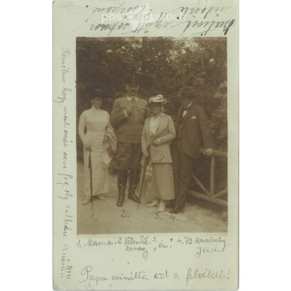 1916 – Csoportkép nyaralás alkalmával. Balról a második Valentic őrnagy. Eredeti papírkép. Régi fotó. Fekete-fehér fotólap, régi képeslap. (27925737)