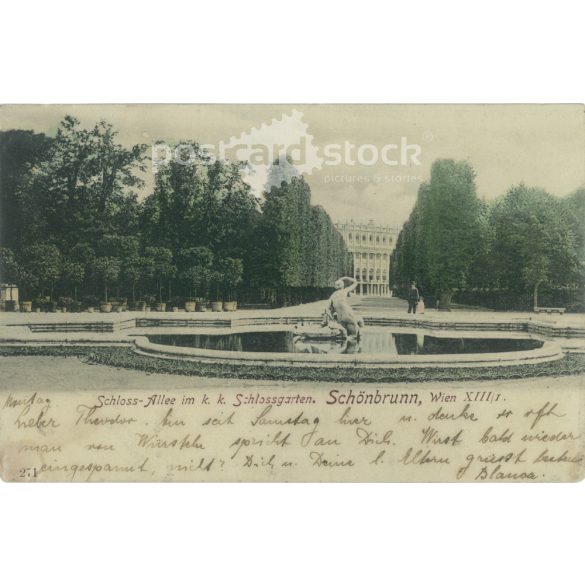 1900 – Schönbrunn. Bécs. Eredeti papírkép. Régi fotó. Színezett fotólap, régi képeslap. (2792744)