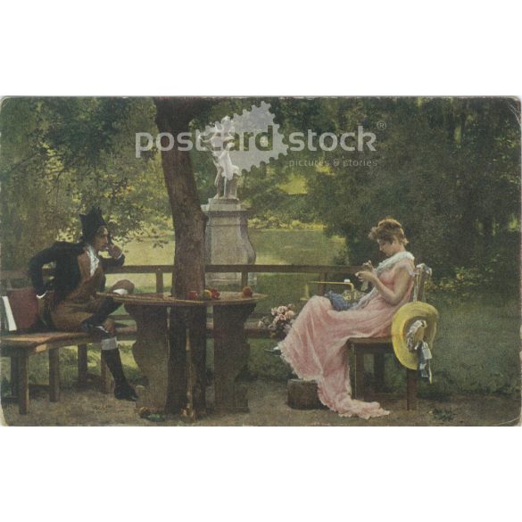 Romantikus képeslap. Reprodukció, nyomat, régi képeslap. (27925749)