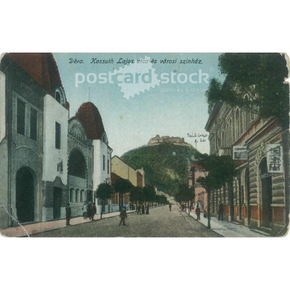 1918 – Déva látképe. Eredeti papírkép. Régi fotó. Színezett fotólap, régi képeslap. (2792752)